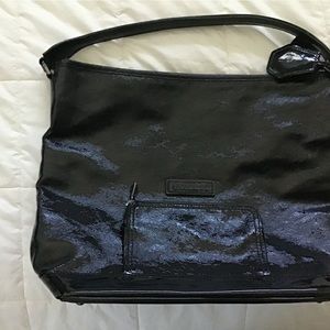 Longchamp black patent leather hobo